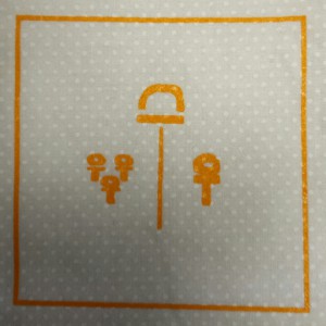 Iconic drawing by John Habraken printed on scarves at the Boston OB conference (2011) where Habraken was honoured on the 50th year since the concept of "SUPPORTS" was launched